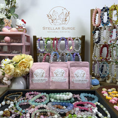 【New upgrade!!!Colored Glaze Mystery Bag】Surprise Pink Bag Ceramic/Glass/Glaze Bracelets(15 pcs)