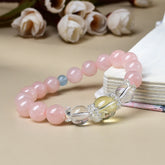 Moirai's Triptych - Rose Quartz & Citrine & Clear Quartz Bracelet - 11mm