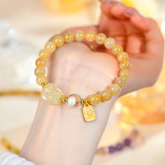 Solar Vortex - Citrine $ Rutilated Quartz Bracelet - 9mm