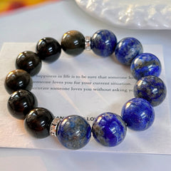 Soul Purification - Lapis Lapis & Obsidian Bracelet - 14mm