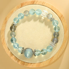 Ocean Whisper - Aquamarine & Gray Moonstone Bracelet - 8mm
