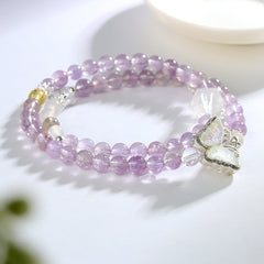 Twilight Aura - Double Strand Amethyst Bracelet - 6mm