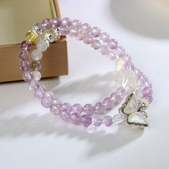 Twilight Aura - Double Strand Amethyst Bracelet - 6mm