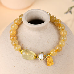 Solar Vortex - Citrine $ Rutilated Quartz Bracelet - 9mm