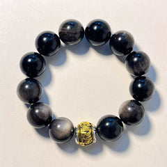 Spirituality & Balance - Silver Obsidian Bracelet - 16mm