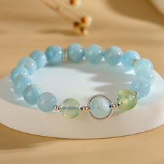 Tide Healer - Aquamarine & Prehnite Bracelet - 10mm