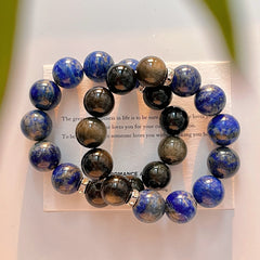 Soul Purification - Lapis Lapis & Obsidian Bracelet - 14mm