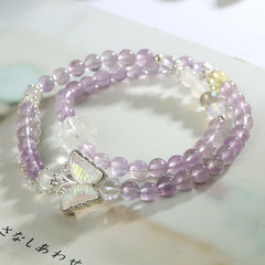 Twilight Aura - Double Strand Amethyst Bracelet - 6mm
