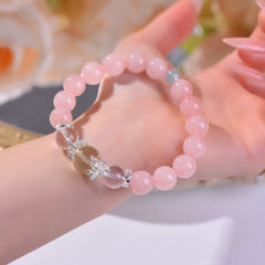Moirai's Triptych - Rose Quartz & Citrine & Clear Quartz Bracelet - 11mm