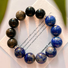 Soul Purification - Lapis Lapis & Obsidian Bracelet - 14mm