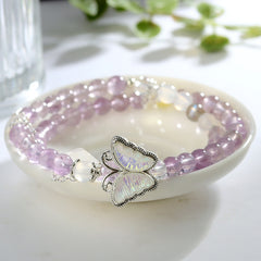 Twilight Aura - Double Strand Amethyst Bracelet - 6mm