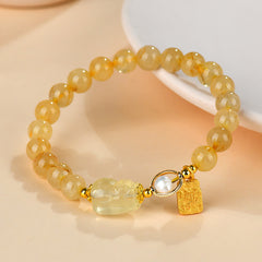 Solar Vortex - Citrine $ Rutilated Quartz Bracelet - 9mm