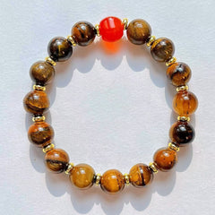 Abundance Torch - Tiger's Eye & Carnelian Bracelet - 10mm