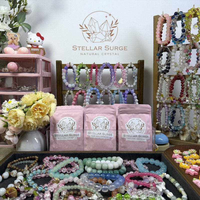 【Colored Glaze Mystery Bag】Surprise Pink Bag Ceramic/Glass/Glaze Bracelets(15 pcs)