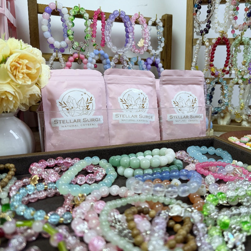 【Colored Glaze Mystery Bag】Surprise Pink Bag Ceramic/Glass/Glaze Bracelets(15 pcs)